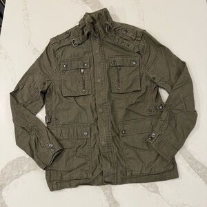 Calvin Klein Military Style Linen Blend Utility Field Jacket Women’s Small Green